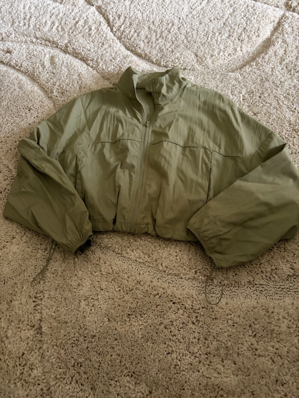 SHEIN Olive Green Cropped Bomber Jacket